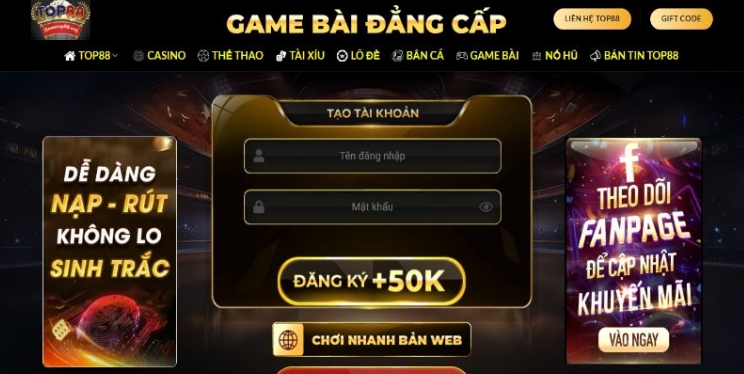 đăng ký đơn giản top88